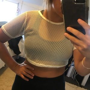 White mesh crop top